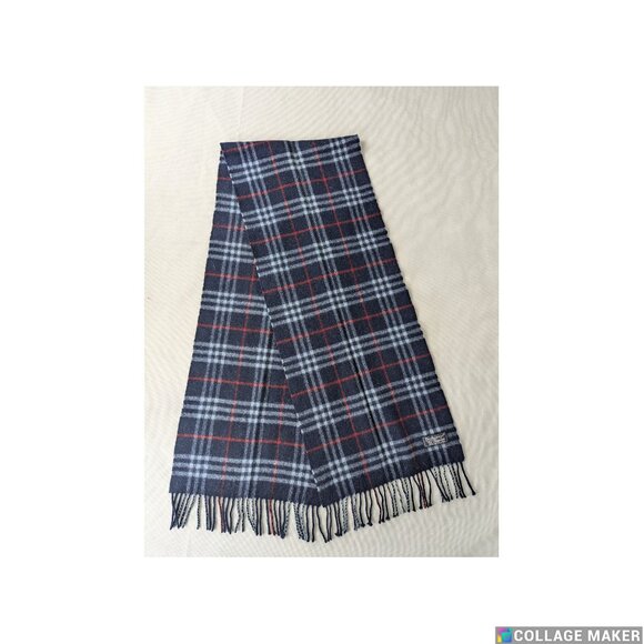 BURBERRY London Vintage Classic Nova Check Knit 100% Lambs Wool Black SCARF